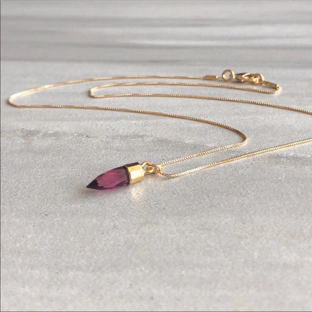 Oxblood 14K Gold Crystal Necklace - Picture 2 of 6